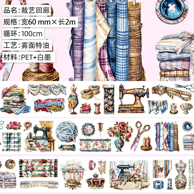 Retro Flower Hand Account Tape – Antique Material, PET Tape - 2m - ViktaShop