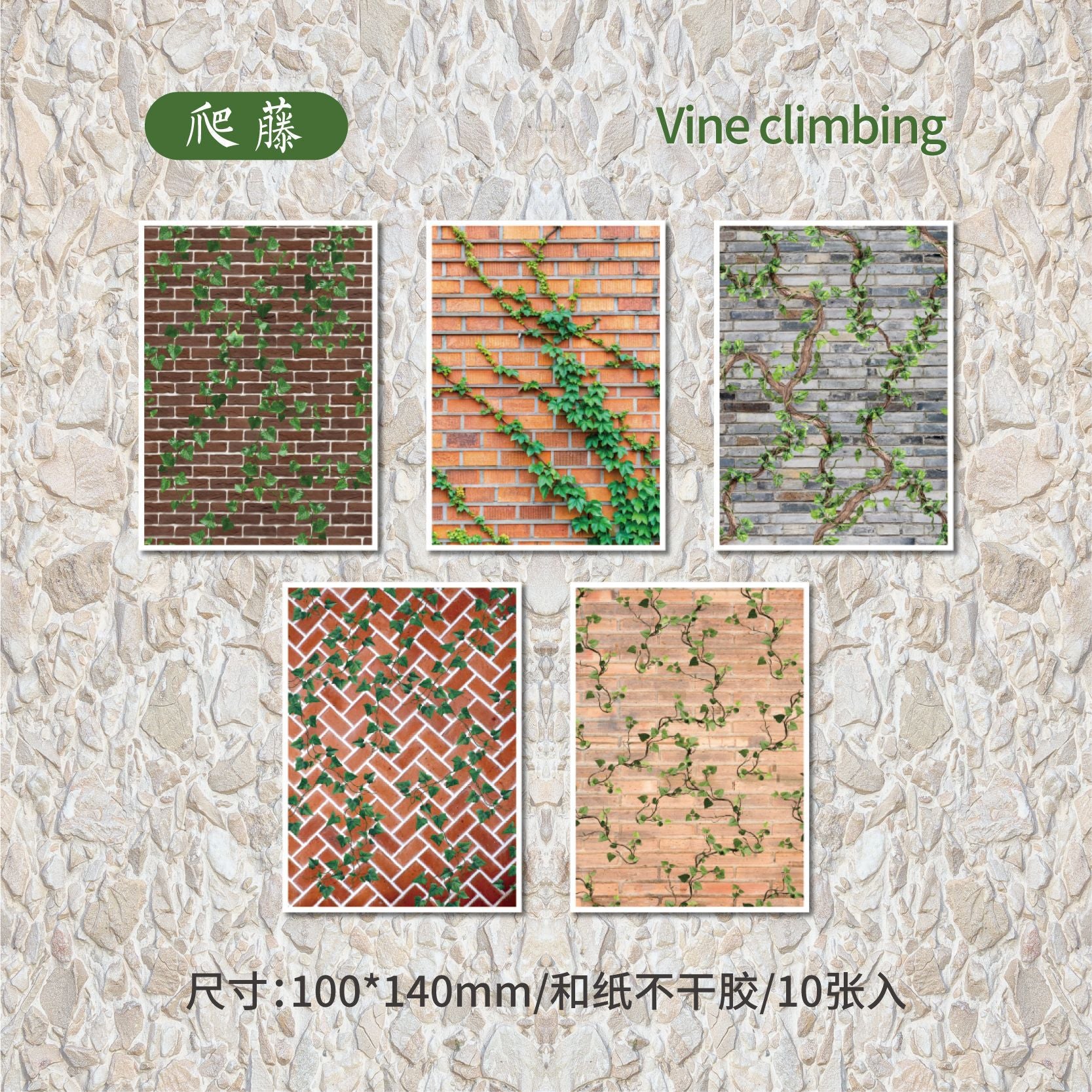 Paper Adhesive Stickers - Wall Series, 10 Pcs - ViktaShop