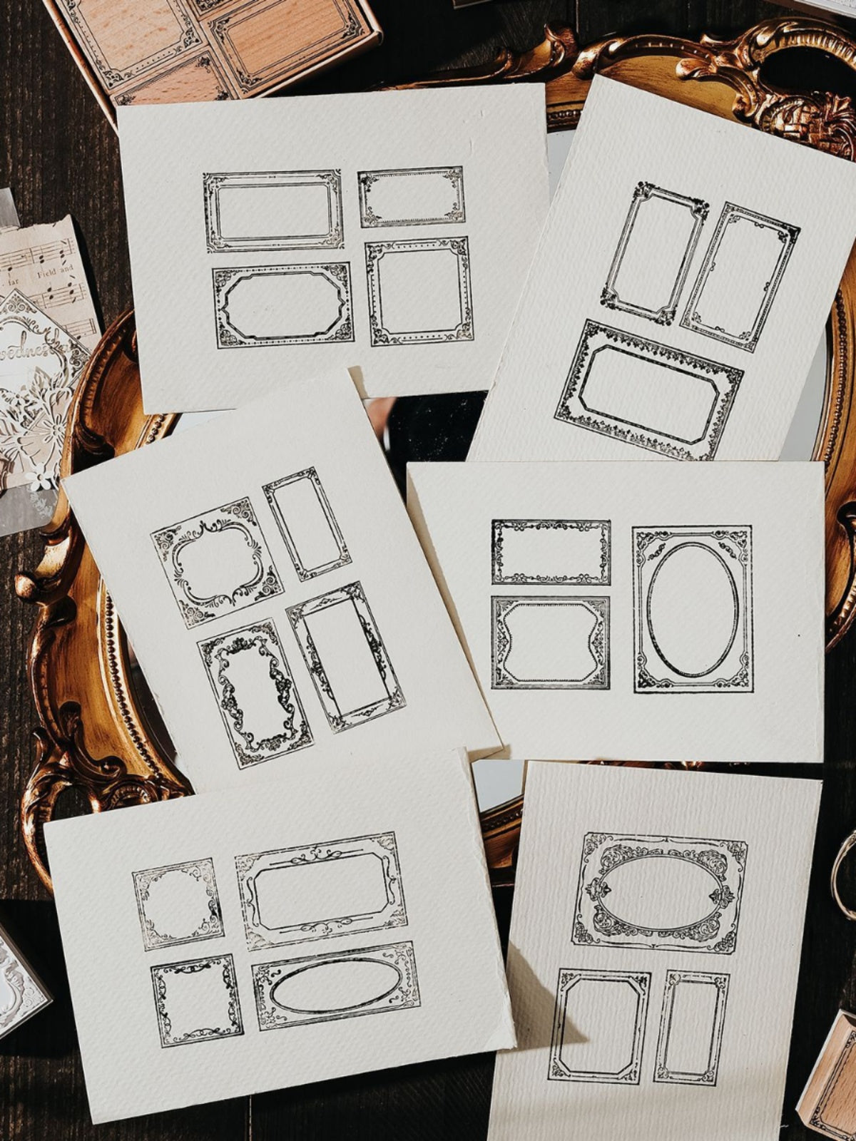 Retro European-Style Border Wooden Stamp Set – Collage Decoration & Printing Tool - ViktaShop