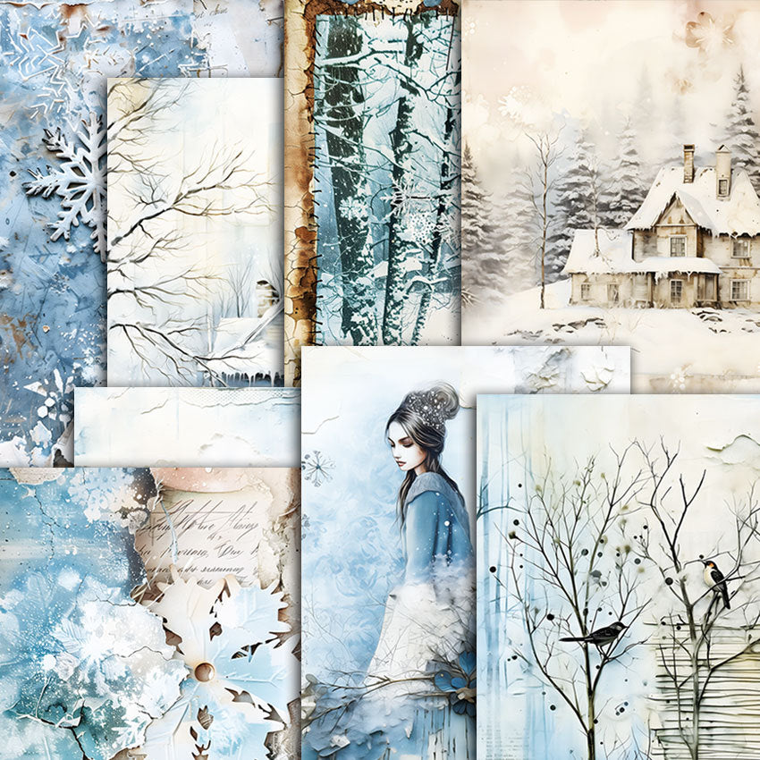 Christmas Winter Background Pattern Paper, 8 Sheets - ViktaShop