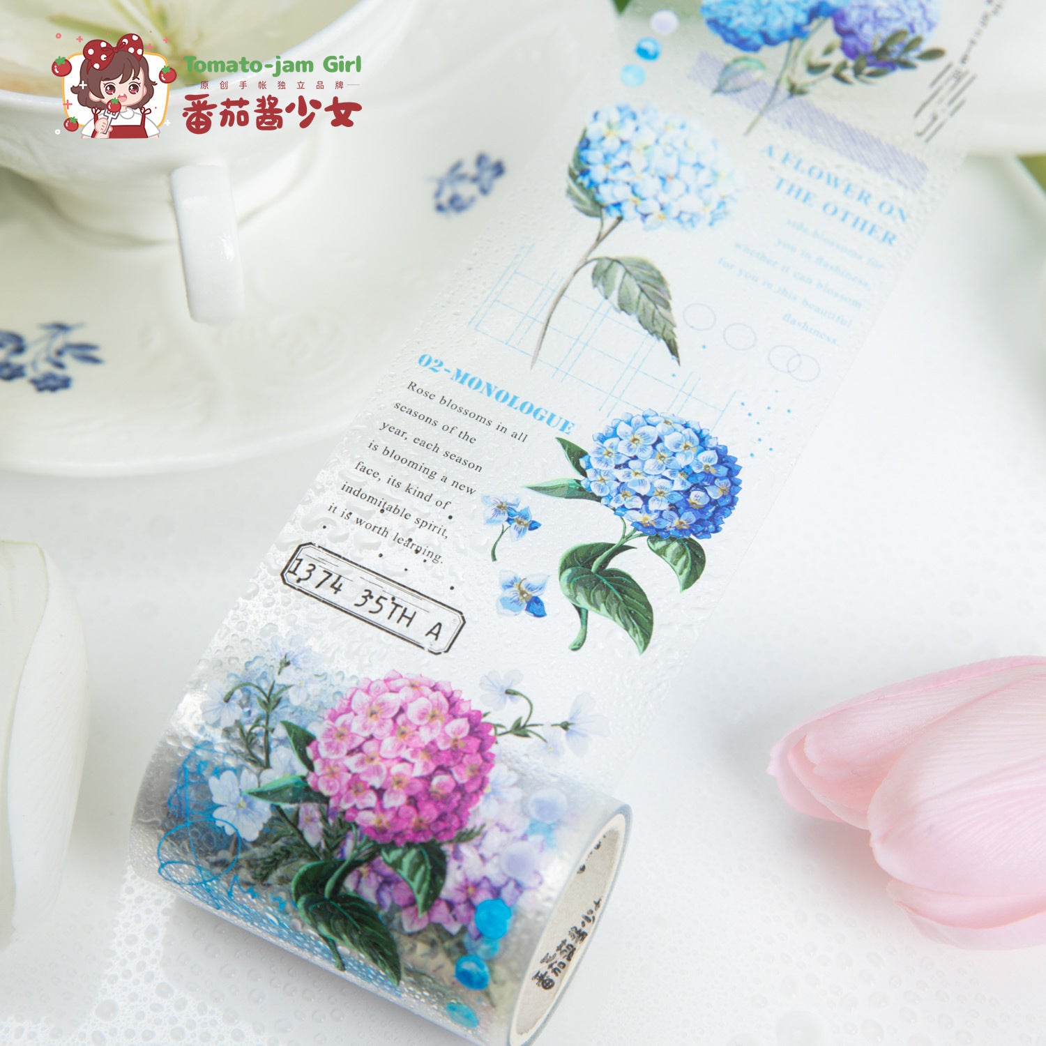 After Rain Flowers Series – PET Tape, English Plant Collage, 2m - ViktaShop