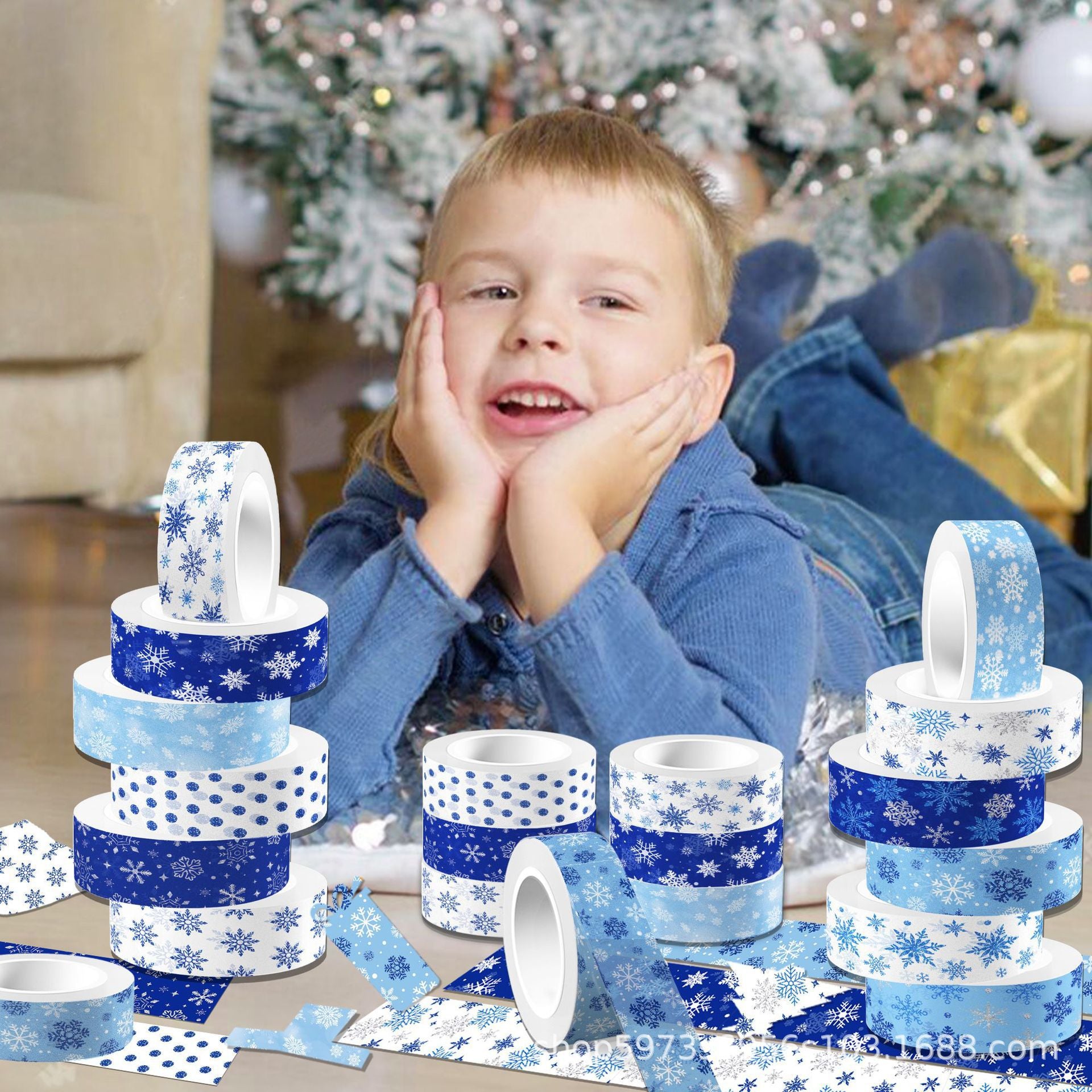 Snowflake Christmas Washi Tape – Winter Theme Roll, 5m - ViktaShop