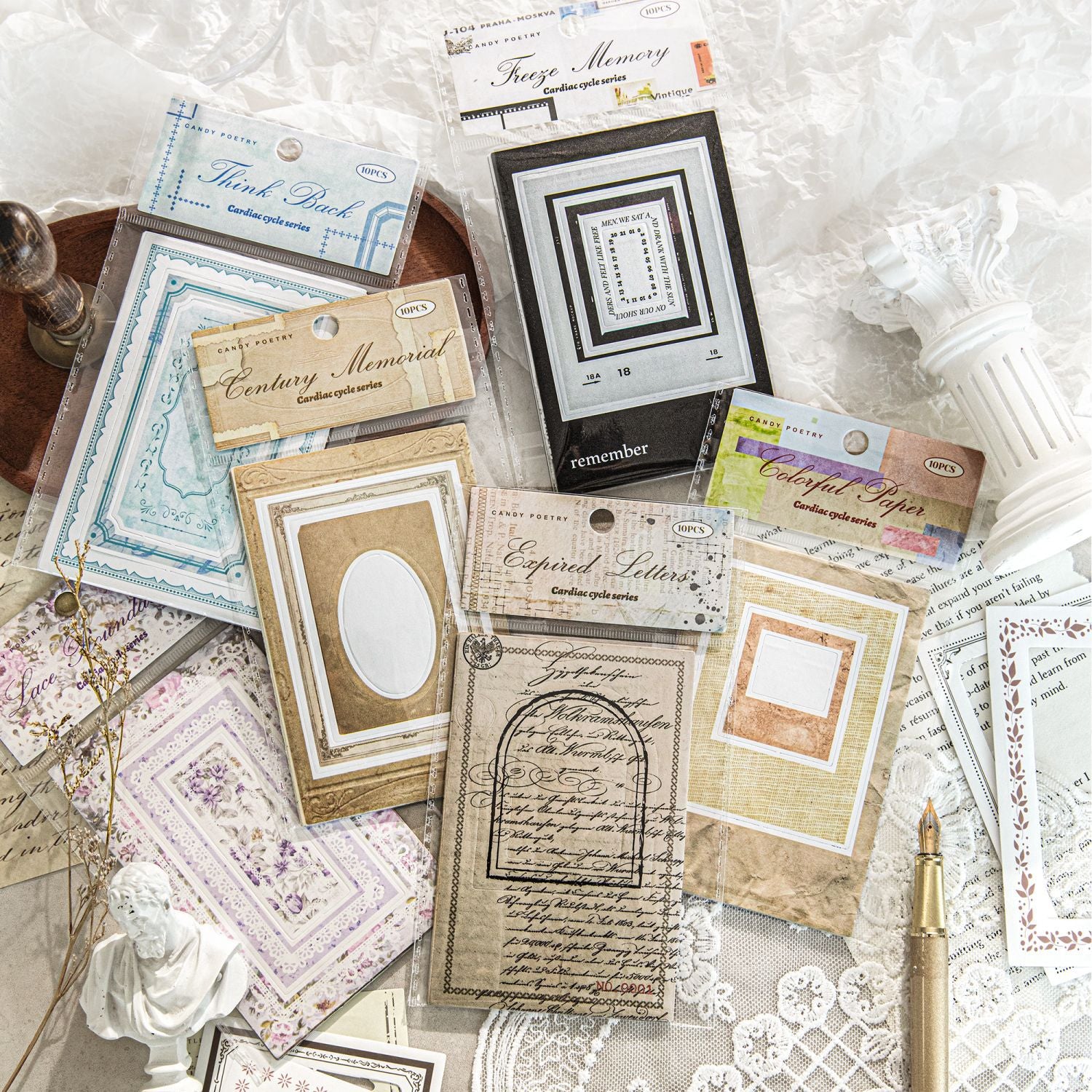 Heart Cycle Series, Retro Border Material for DIY Decoration, 6 Options - ViktaShop