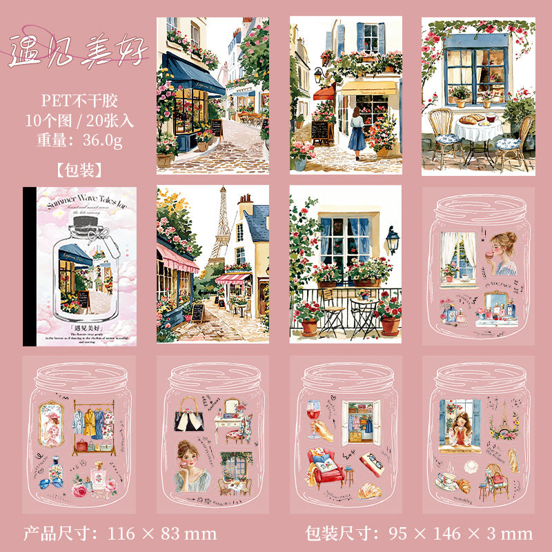 Summer Wave Bottle PET Sticker Book, 6 Options - ViktaShop