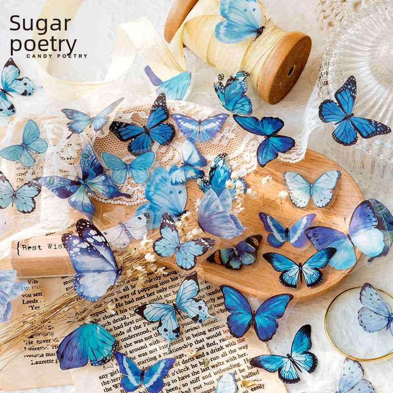 Vintage Butterfly PET Stickers, 40 Pcs