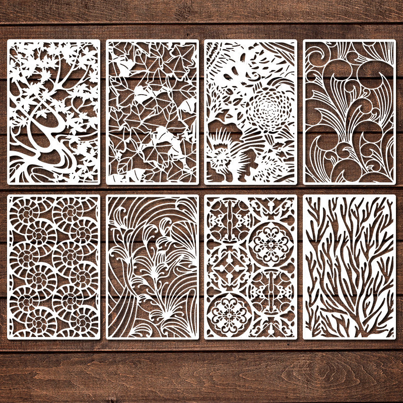 Flower Texture Painting Stencil Set – DIY Art Hollow Templates, 8 Pcs - ViktaShop