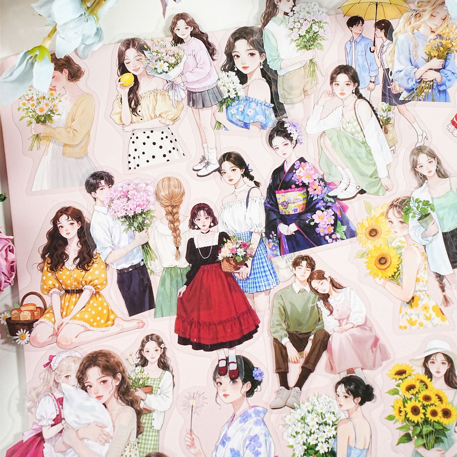 PET Character Stickers – Cartoon Girl Landscape, 20 Pcs - ViktaShop