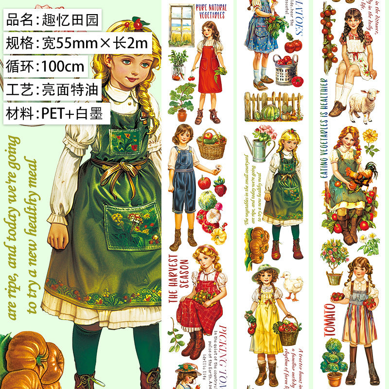 Retro Flower Hand Account Tape – Antique Material, PET Tape - 2m - ViktaShop