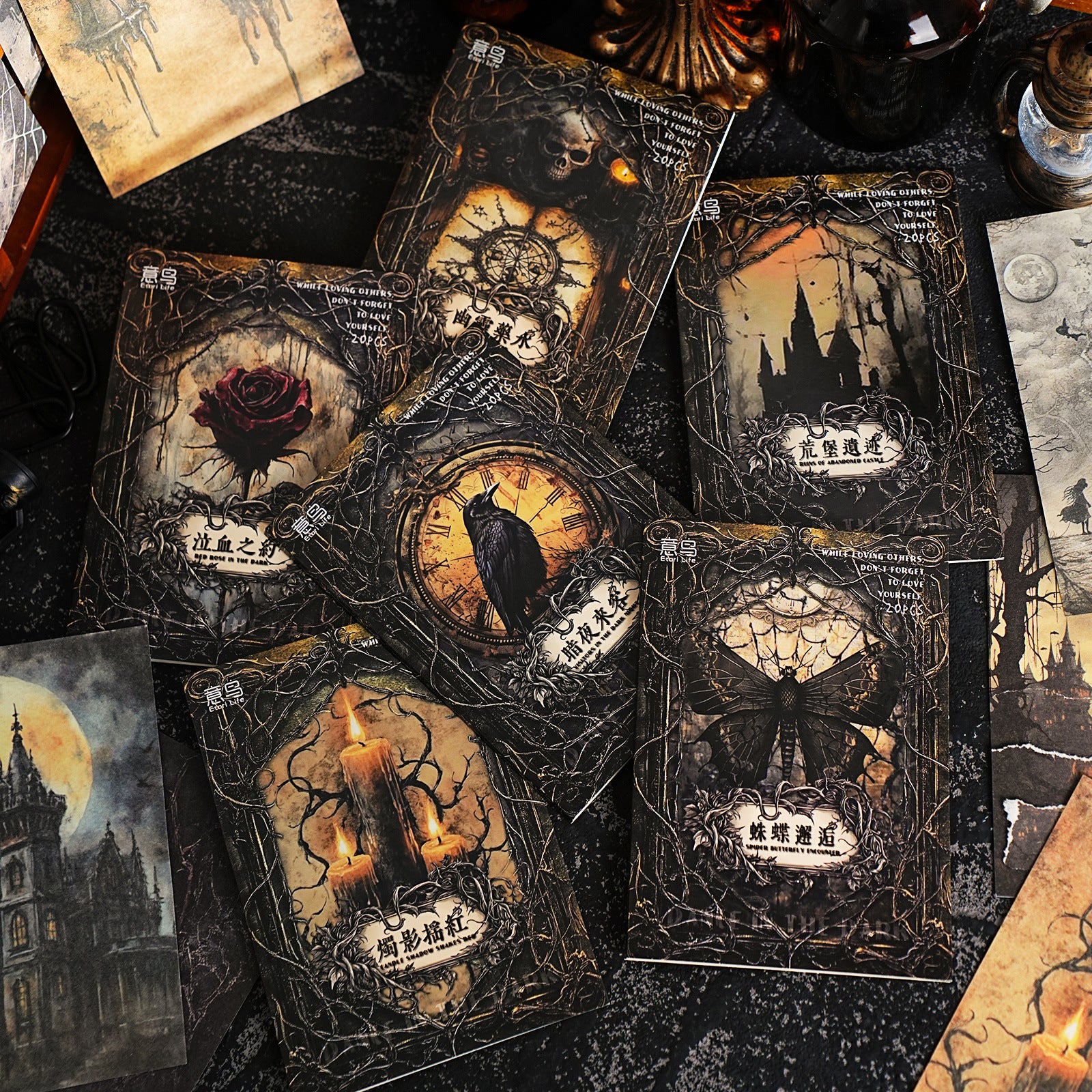 Bird Retro Dancing Series Paper - Dark Aesthetic, 10 Sheets - ViktaShop