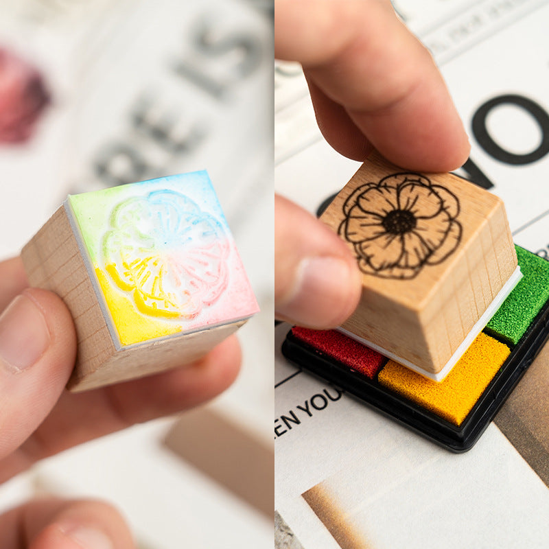 Prosperous Brocade Wooden Stamp – Floral Retro DIY Seal, 2 Options - ViktaShop