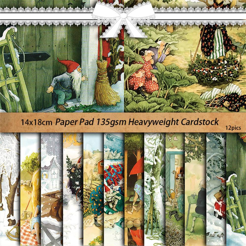 Dutch Granny Christmas Paper - Retro Collage Series, 12 Sheets - ViktaShop