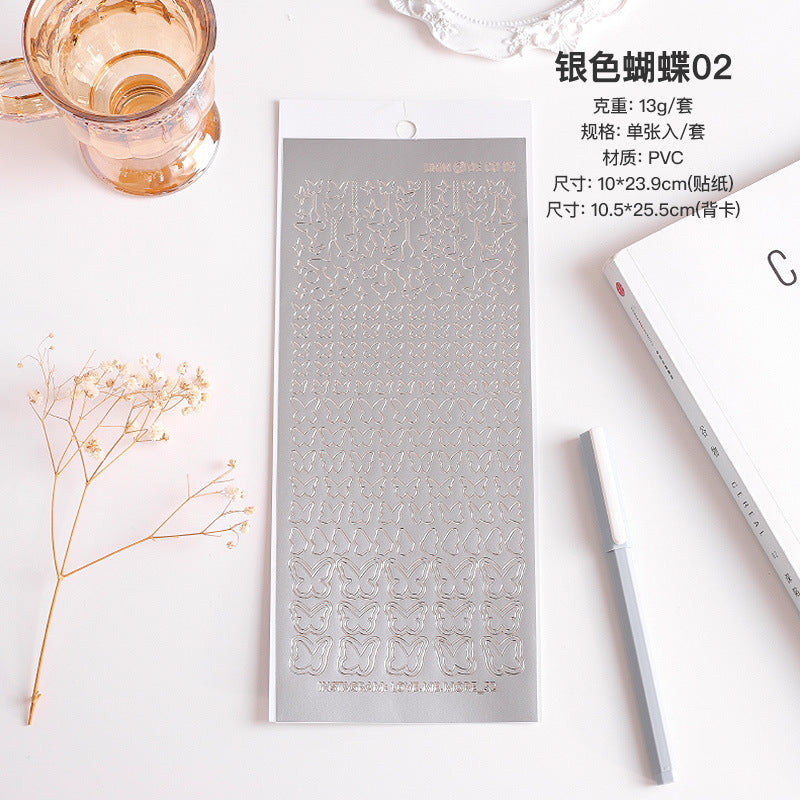 Bronzing Silver Alphanumeric Stickers - Gold & Silver Edge, Special Shapes - ViktaShop