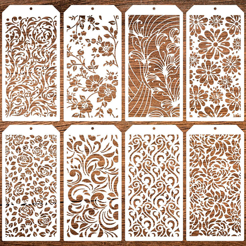 Flower Texture Painting Stencil Set – DIY Art Hollow Templates, 8 Pcs - ViktaShop