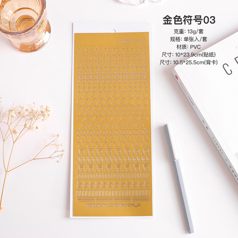 Bronzing Silver Alphanumeric Stickers - Gold & Silver Edge, Special Shapes - ViktaShop