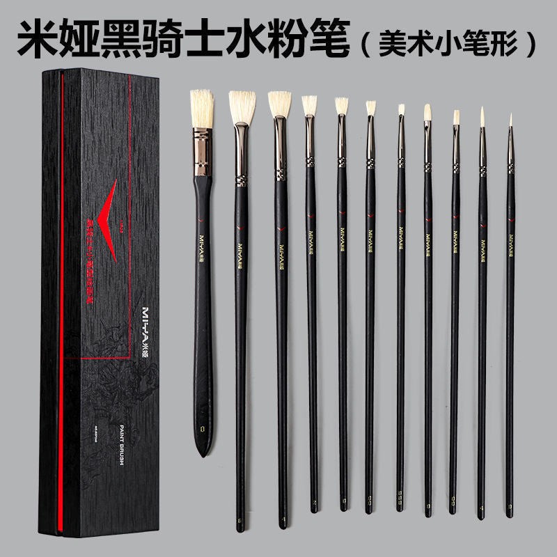 Mia Black Knight Gouache Set – Paint, Brushes & Fan Pen for Fine Arts - ViktaShop