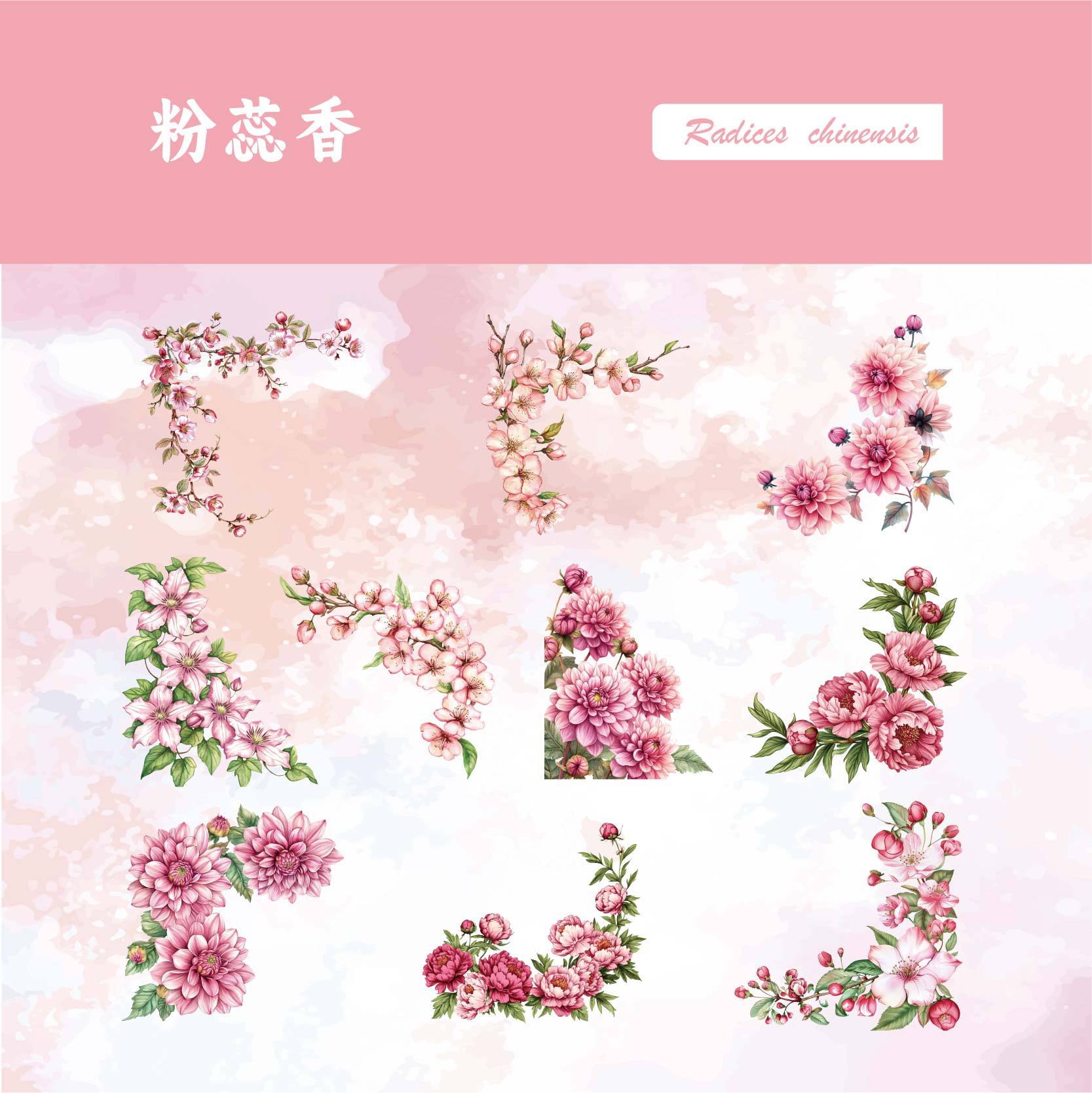 Retro Flower Corner Stickers – DIY Plant Border for Hand Accounts, 6 Options - ViktaShop