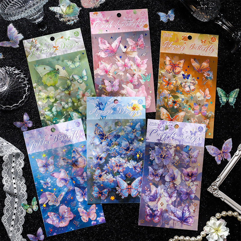 Flashing Butterfly Shadow Series Stickers, 6 Pcs - ViktaShop