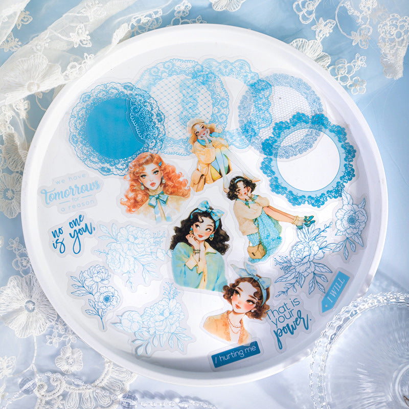 Sticker Pack – Lace Theme Flower Shadow Weaving Language Series, 20 Pcs - ViktaShop