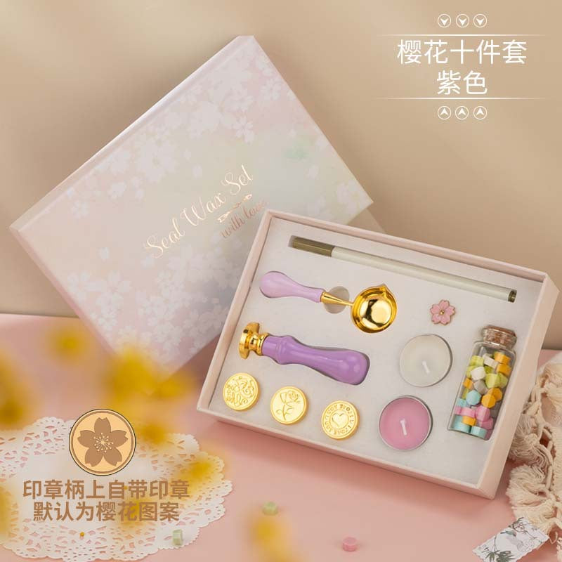 Cherry Blossom Fire Paint Seal Set – Complete Wax Seal Kit for Invitations & DIY - ViktaShop