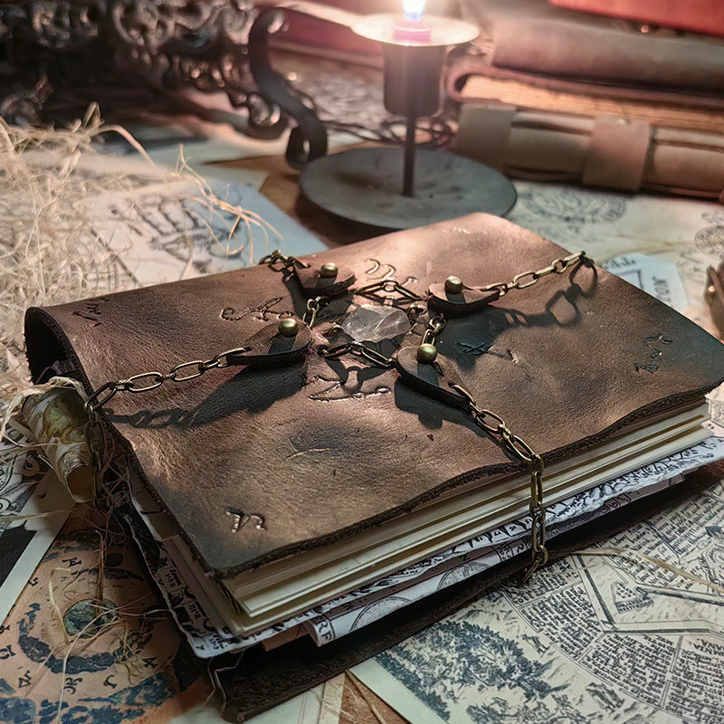 Magic Theme Notebook – Retro Handmade Cowhide Journal - ViktaShop