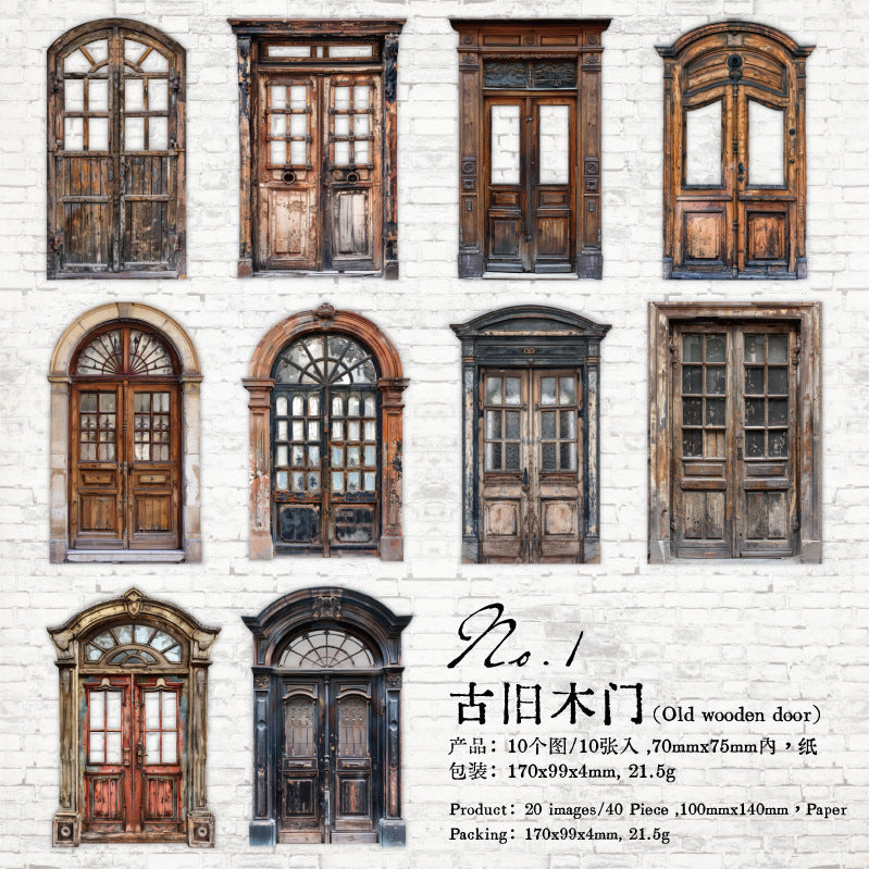 Hard Card Stickers - Retro Door Series, Hollow, 10 Pcs - ViktaShop