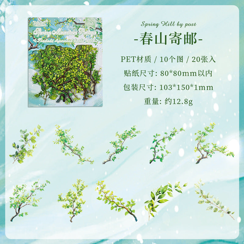 PET Sticker Pack - Plant & Flower Theme, 20 Pcs - ViktaShop