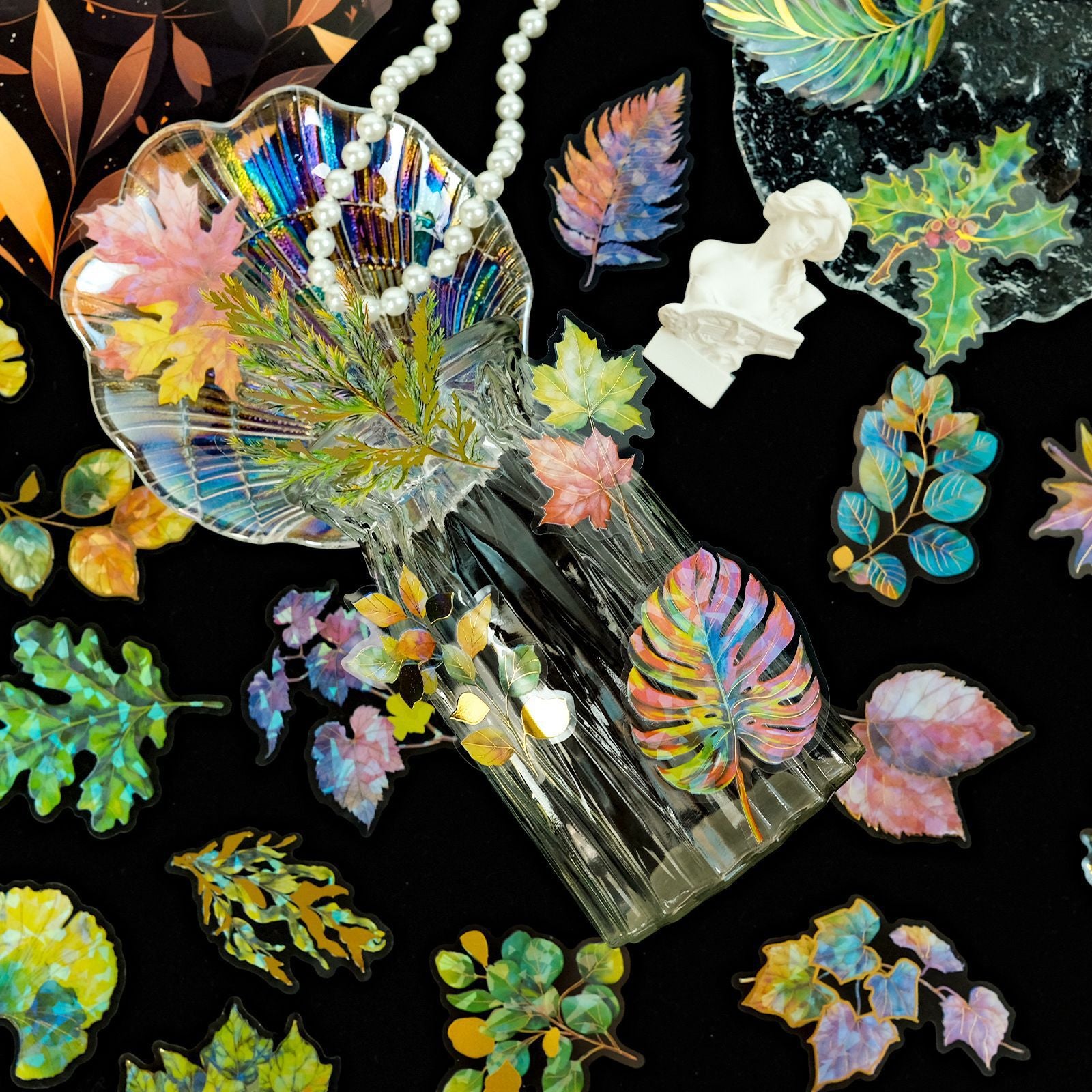 PET Leaf Stickers – 3D Bronzing Laser, 30 Pcs - ViktaShop