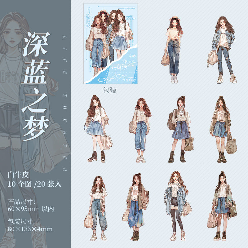 Sticker Pack – Life Drama & Light Retro Fashion, 20 Pcs - ViktaShop