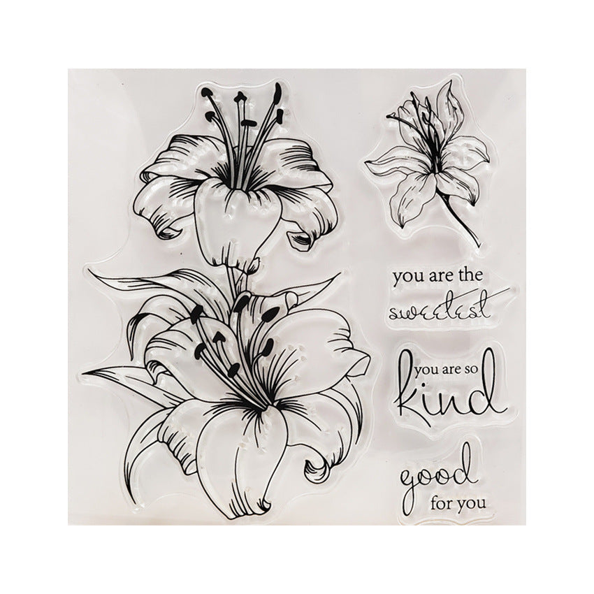 Transparent Lily Flower Stamp, Clear Silicone Seal for Journal & Scrapbook DIY - ViktaShop