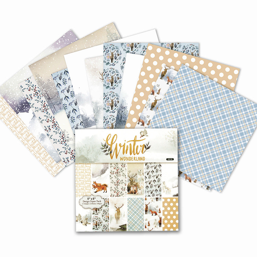 Christmas Winter Pattern Background Paper, 24 Sheets - ViktaShop