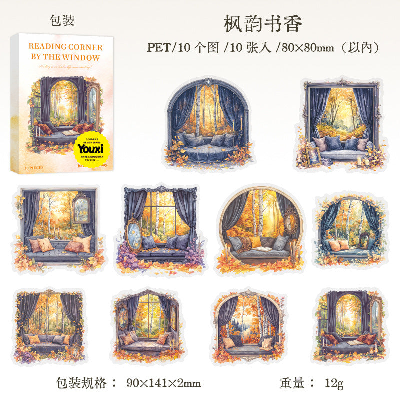 PET Sticker Bag - Light Retro Window Theme - 10 pcs - ViktaShop