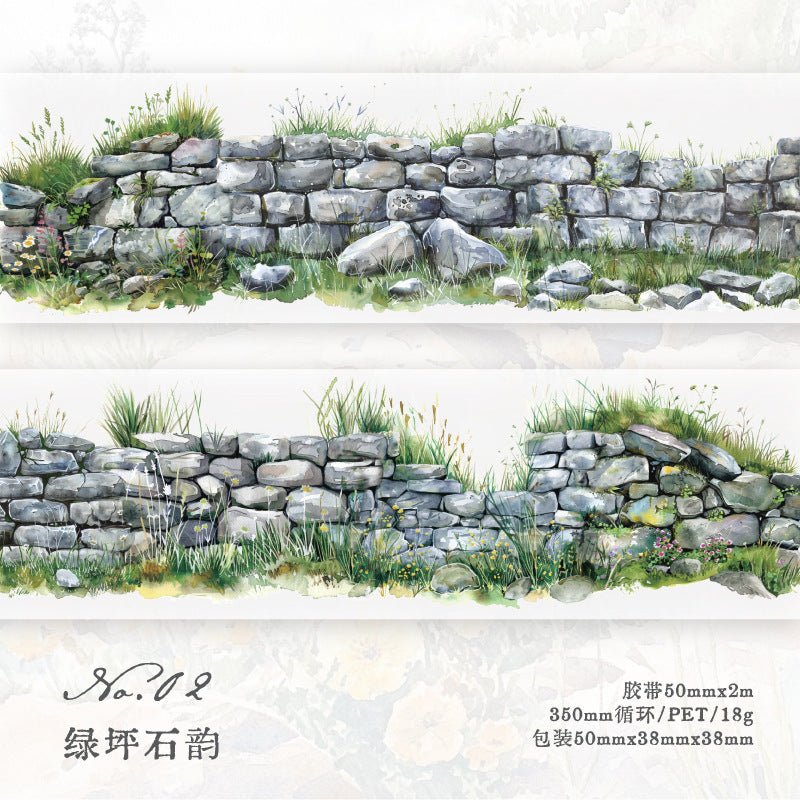 Twilight PET Tape - Green Wild Flower Wall Series, 2m - ViktaShop