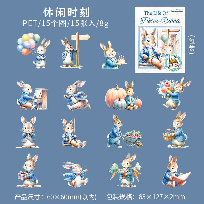 PET Sticker Pack - Peter Rabbit's Life Series - 15 Pcs - ViktaShop