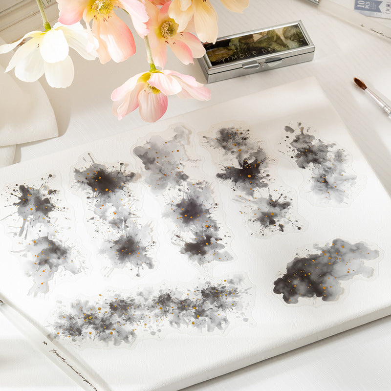 Bronzing Vignetting Sticker Pack – Watercolor Painting Board Series, 10 Pcs - ViktaShop