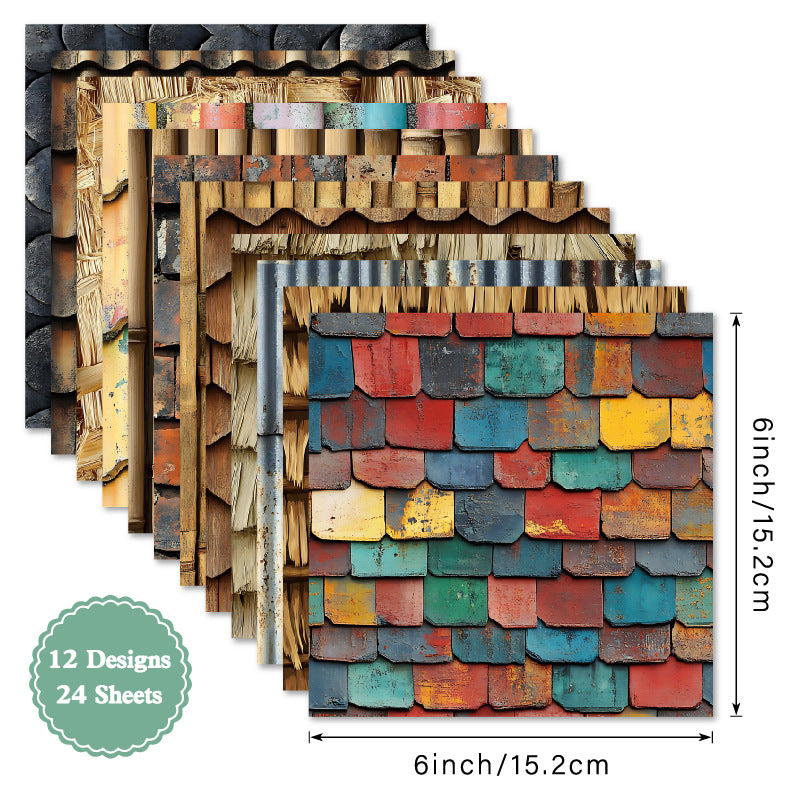 Texture of Tiles DIY Background Paper – Single-Sided, 24 Sheets - ViktaShop
