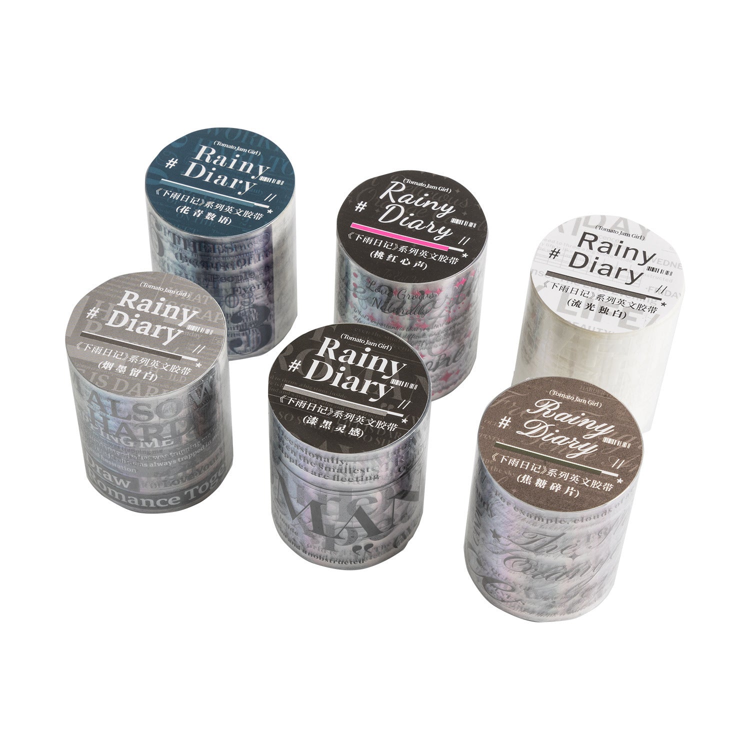 Rain Diary – PET Tape, English Text Plain Series, 2m - ViktaShop