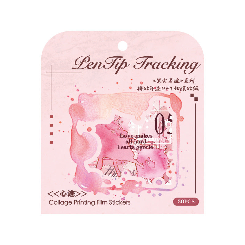 Pen Tip Trace PET Sticker Pack - White Ink Smudge, 6 Options - ViktaShop