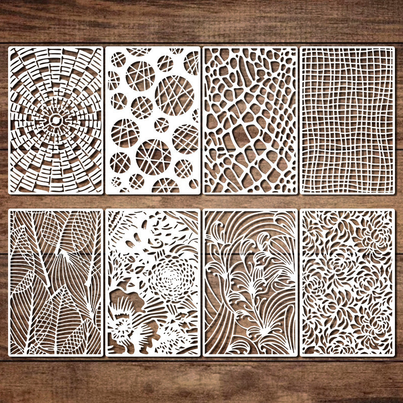 Flower Texture Painting Stencil Set – DIY Art Hollow Templates, 8 Pcs - ViktaShop