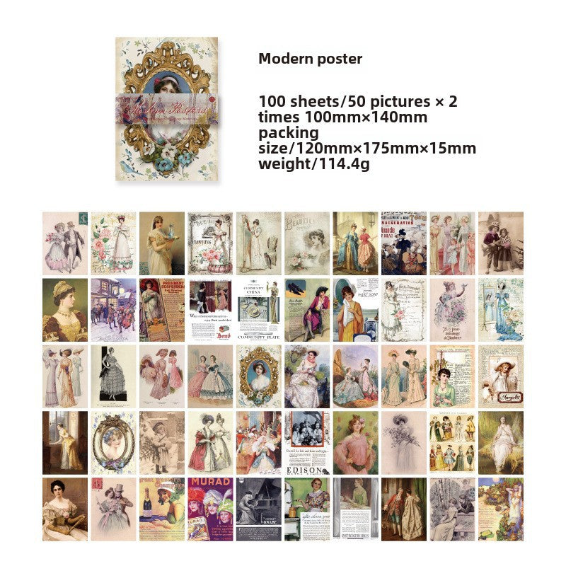 Vintage Material Paper Book of Retro Scrapbooking Paper, 100 Sheets - ViktaShop