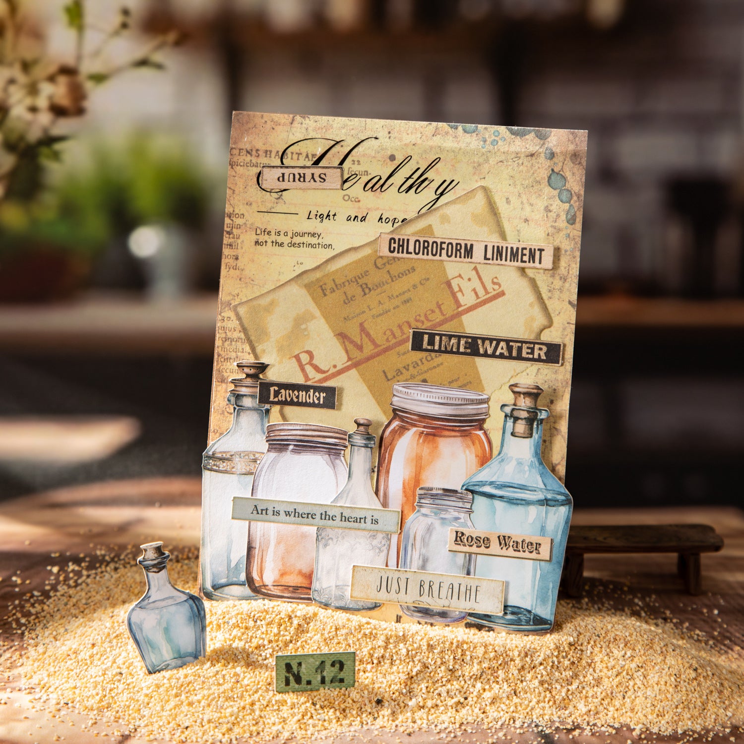 Bottle Language Series Retro Bottle Hard Card Sticker – Pure Bottle, 25 Pcs - ViktaShop