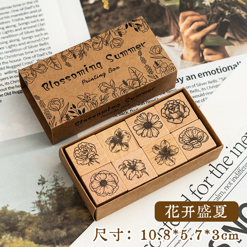 Prosperous Brocade Wooden Stamp – Floral Retro DIY Seal, 2 Options - ViktaShop