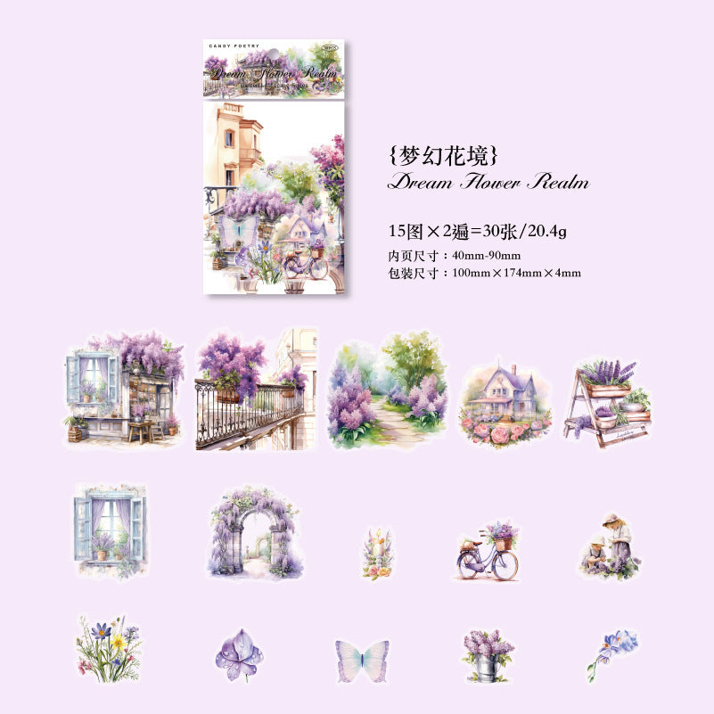 Tangshi Garden Landscape PET Sticker, 30 Pcs - ViktaShop