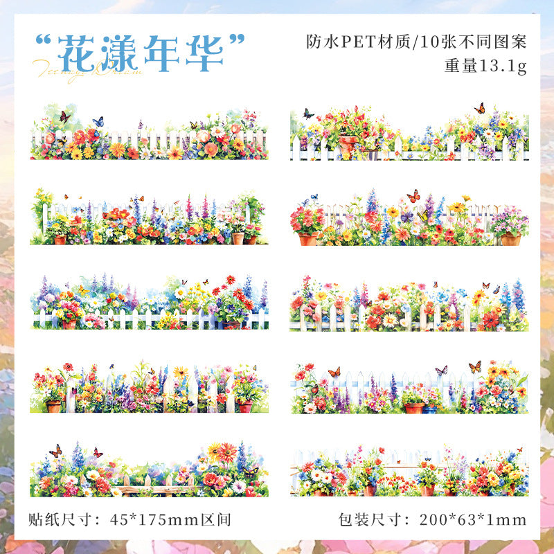 Flat Long PET Sticker Pack – Plant Theme, 10 Pcs - ViktaShop