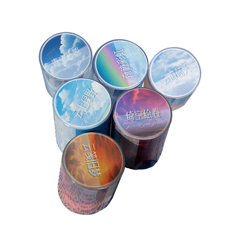 Dark Phantom Washi Tape – Peeping Cloud Series, Sky Clouds Theme, 2m - ViktaShop