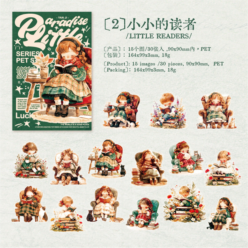 Small Paradise PET Stickers - Cute Little Girl Series, 30 Pcs - ViktaShop