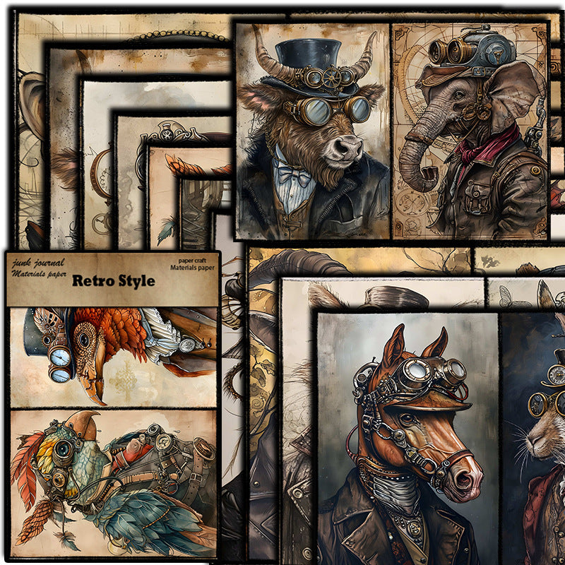 Animal World Pattern Paper - Rabbit, Elephant, Tiger, 10 Sheets - ViktaShop