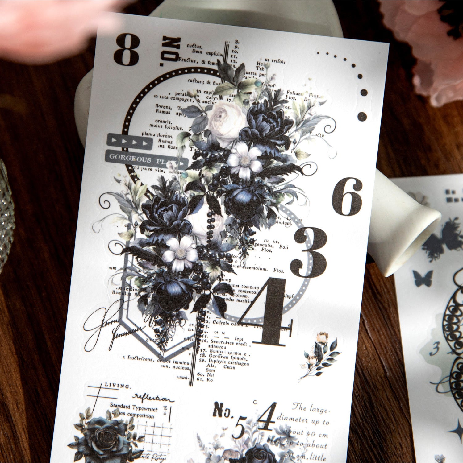 Sticker Pack - Flower Diary Series, Flowers and Border, 6 Pcs - ViktaShop