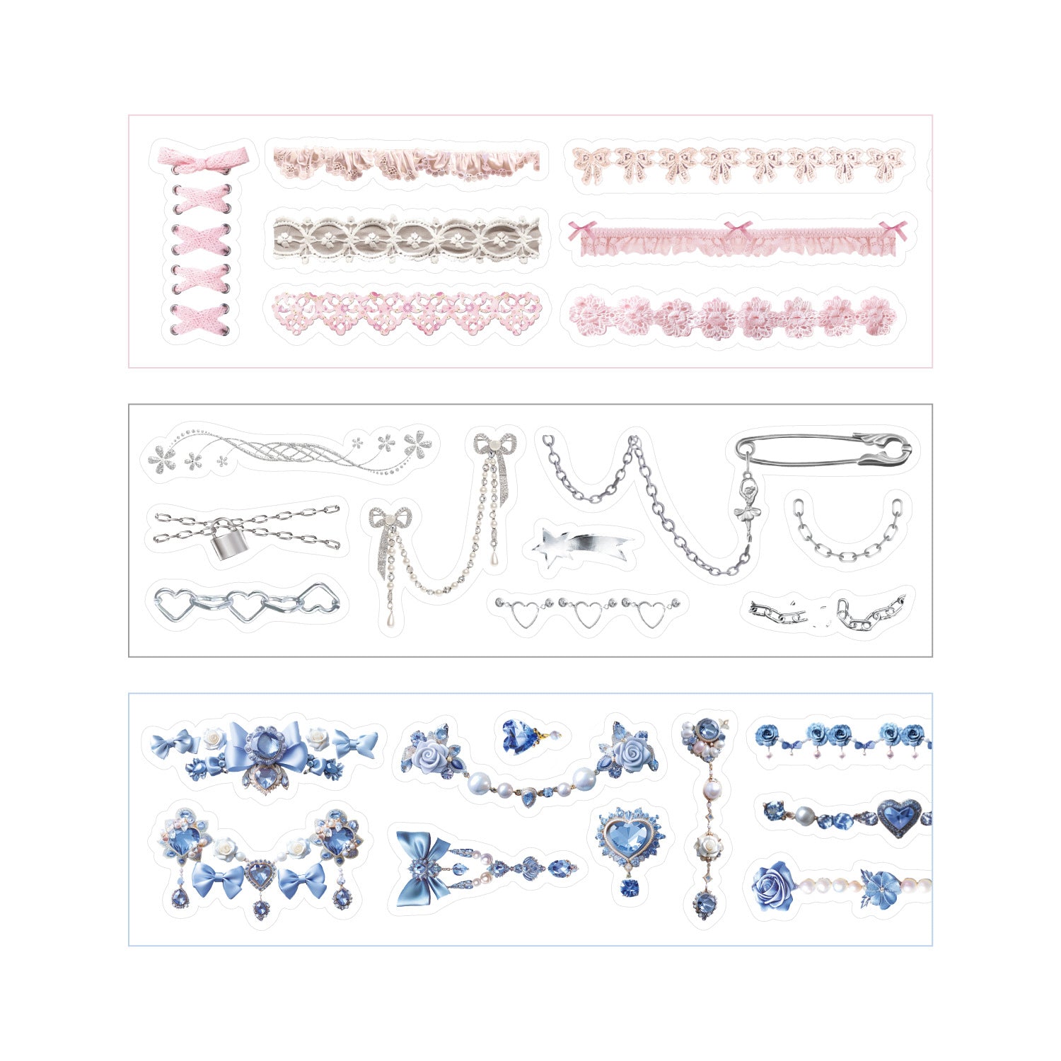 Fragments Daily Series – Border Split Line PET Tape, Retro Bow Design, 2m - ViktaShop