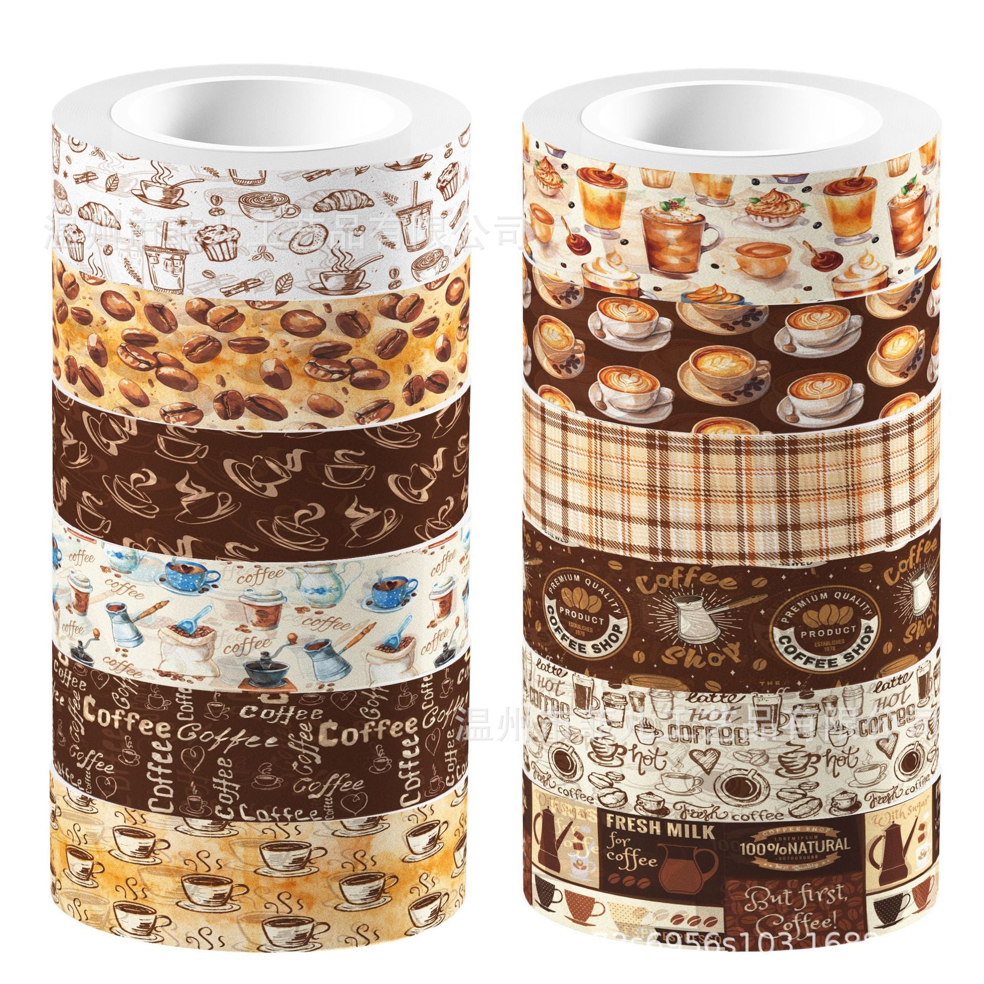Retro Coffee Washi Tape – Transparent Coffee Bean & Winter Theme Roll - ViktaShop