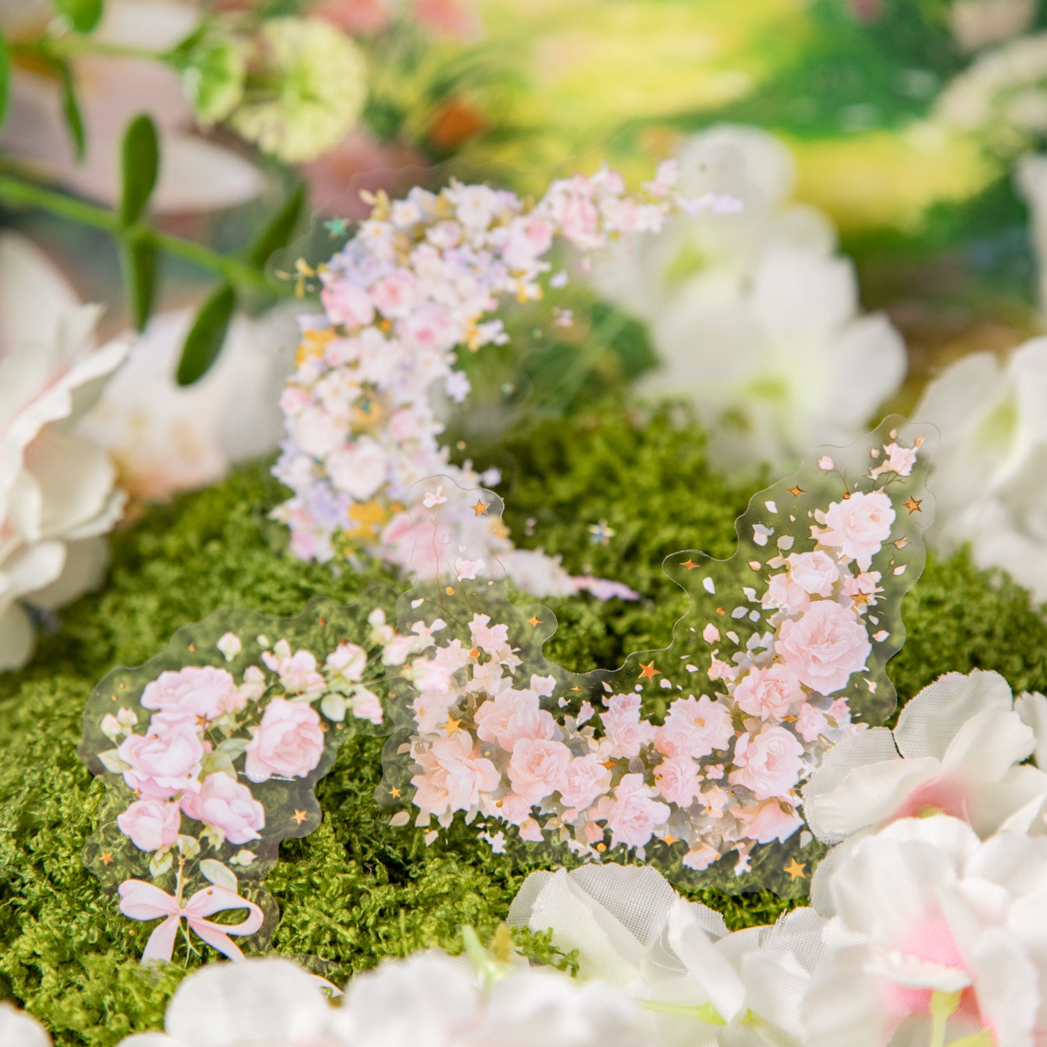 Snowy Bloom PET Stickers - Corner Flower Series, 6 Options - ViktaShop